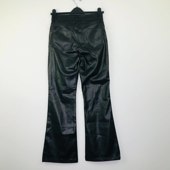 Gap Women's 26/2P Pants Black Solid Faux-Leather 70s Flare High Rise NWT G3 - Picture 4 of 4